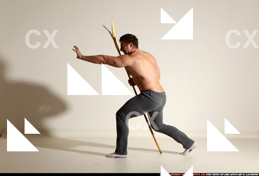 Man Adult Muscular White Magic Moving poses Pants