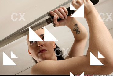 Woman Adult Athletic White Fighting with sword Standing poses Casual