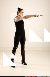 Woman Adult Athletic White Fighting with gun Standing poses Casual