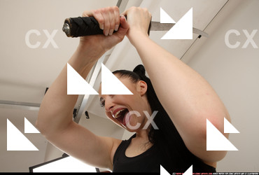 Woman Adult Athletic White Fighting with sword Standing poses Casual