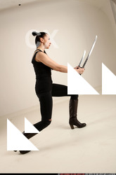 Woman Adult Athletic White Fighting with sword Standing poses Casual