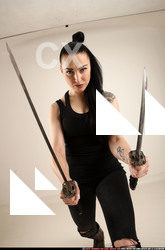 Woman Adult Athletic White Fighting with sword Standing poses Casual
