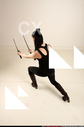 Woman Adult Athletic White Fighting with sword Standing poses Casual
