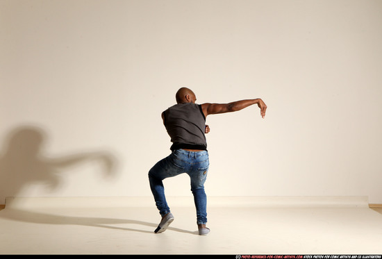 Man Adult Athletic Black Moving poses Casual Dance