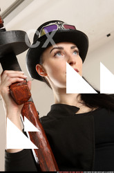 Woman Adult Athletic White Fighting with submachine gun Standing poses Casual