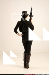 Woman Adult Athletic White Fighting with submachine gun Standing poses Casual
