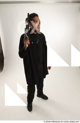 Man Adult Average Black Fighting with gun Standing poses Coat