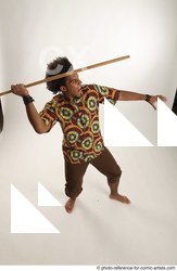 Man Adult Average Black Throwing Moving poses Casual