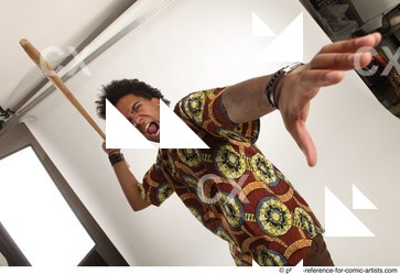 Man Adult Average Black Throwing Moving poses Casual