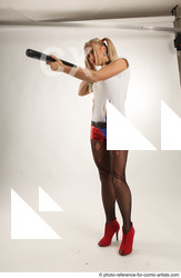 Woman Adult Average White Fighting without gun Standing poses Casual