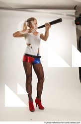 Woman Adult Average White Fighting without gun Standing poses Casual