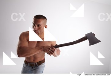 Man Adult Athletic White Fighting with gun Standing poses Casual