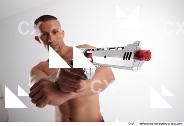 Man Adult Athletic White Fighting with gun Standing poses Casual