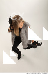 Woman Adult Average White Fighting without gun Standing poses Coat