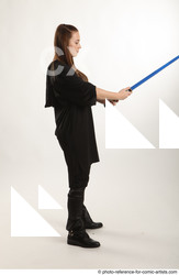 Woman Adult Average White Fighting with sword Standing poses Coat