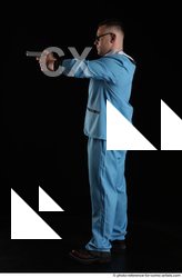 Man Adult Muscular White Fighting with gun Standing poses Business