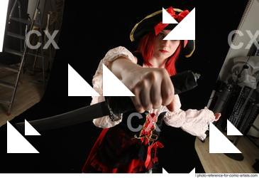 Woman Adult Average White Fighting with knife Standing poses Casual