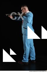 Man Adult Muscular White Fighting with gun Standing poses Business