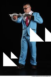 Man Adult Muscular White Fighting with gun Standing poses Business