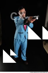 Man Adult Muscular White Fighting with gun Standing poses Business