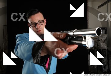 Man Adult Muscular White Fighting with gun Standing poses Business