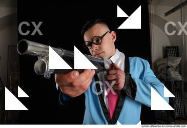 Man Adult Muscular White Fighting with gun Standing poses Business