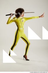 Woman Adult Average Black Fighting with sword Standing poses Casual