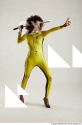 Woman Adult Average Black Fighting with sword Standing poses Casual