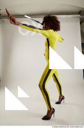 Woman Adult Average Black Fighting with sword Standing poses Casual