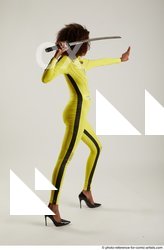 Woman Adult Average Black Fighting with sword Standing poses Casual