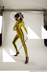 Woman Adult Average Black Fighting with sword Standing poses Casual