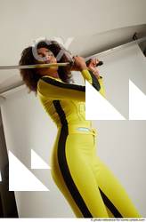 Woman Adult Average Black Fighting with sword Standing poses Casual