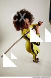 Woman Adult Average Black Fighting with sword Standing poses Casual