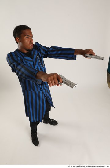 Man Adult Average Black Fighting with gun Standing poses Casual