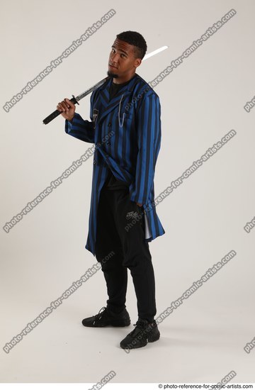 Man Adult Average Black Fighting with sword Standing poses Casual