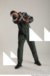Man Adult Average Black Fighting without gun Standing poses Army