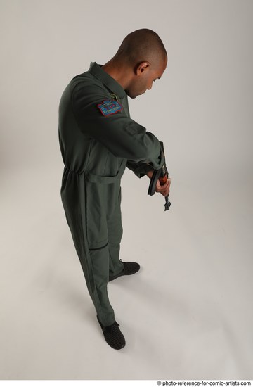 Man Adult Average Black Fighting with gun Standing poses Army