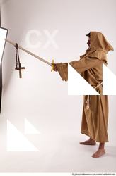 Man Adult Chubby White Fighting with sword Standing poses Coat
