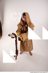 Man Adult Chubby White Fighting with sword Standing poses Coat