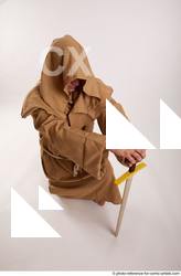 Man Adult Chubby White Neutral Kneeling poses Coat