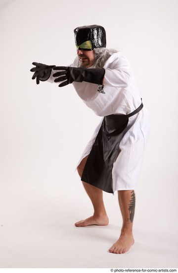 Man Adult Chubby White Fighting without gun Standing poses Coat