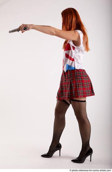 Woman Adult Average White Fighting with gun Standing poses Casual
