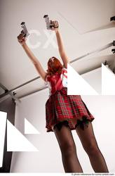 Woman Adult Average White Fighting with gun Standing poses Casual