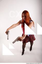 Woman Adult Average White Fighting with gun Standing poses Casual