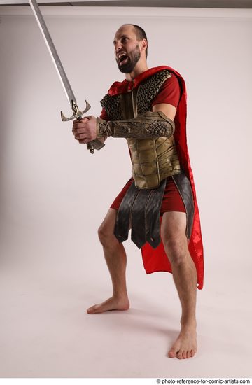 Man Adult Average White Fighting with sword Standing poses Casual
