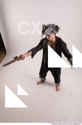 Man Adult Athletic White Fighting with gun Standing poses Casual