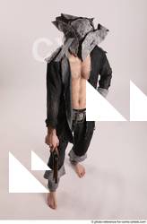 Man Adult Athletic White Fighting with gun Standing poses Casual