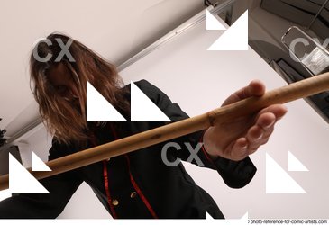 Man Adult Average White Fighting with spear Standing poses Coat