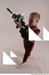 Woman Young Athletic White Fighting with gun Standing poses Army