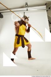 Man Adult Average Fighting with spear Standing poses Casual